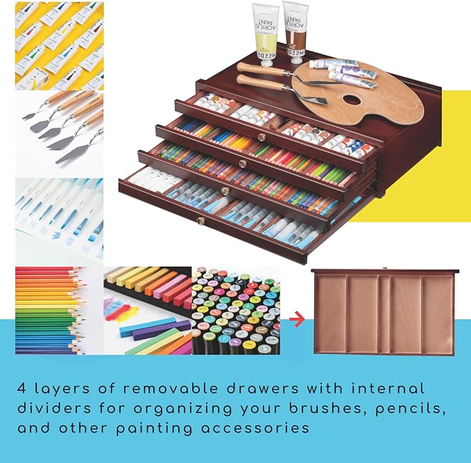 MEEDEN Art Supply Storage Box: 4 Drawers Pencil Organizer Craft Storage