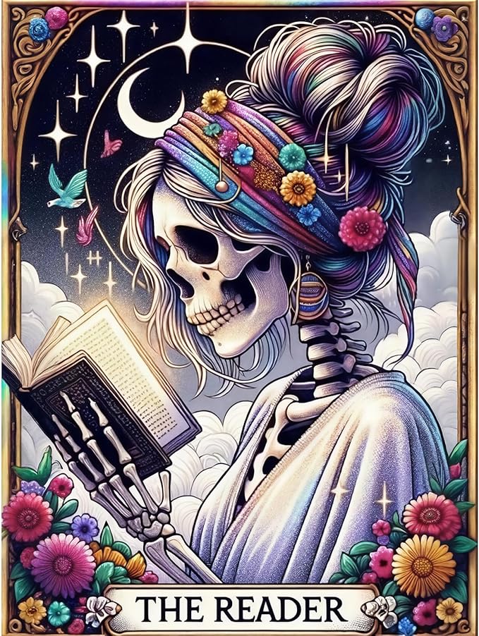 GEEHEIY Diamond Art Kits for Adults, 5D Skull Reader Diamond Painting Kit