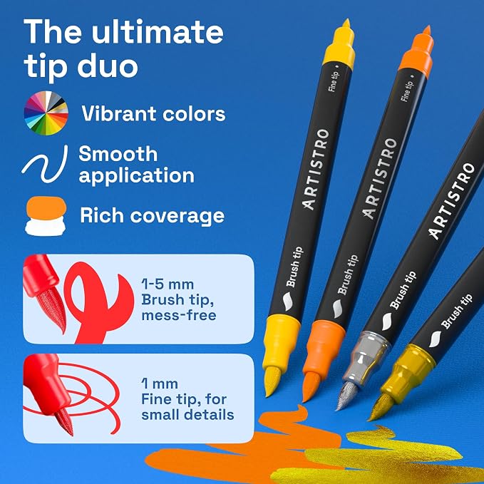 ARTISTRO 120 Dual-Tip Acrylic Paint Marker Pens for Drawing | For Fabric, Rock, Glass, Wood, & Molds, Arts & Crafts Gift for Adults, Teens, & Kids, Classroom Must Haves & School Supplies