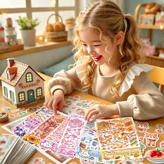 DIY 3D Sticker Scene 6 Sets of Stickers for Girls Make Your Own Mini Room Scene Stickers for Kids Cute Kawaii Sticker Therapy for Adult Relief Stress Pass The Time