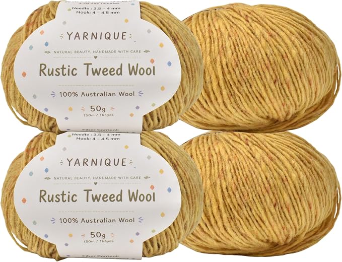 Rustic Tweed Wool Yarn, 1oo% Australian Wool, DK, 4 Skeins 200g/656yds (3165 Autumn Ochre Fleck), Colorful Tweed Yarn | Cozy Wool Texture | Refined Everyday Knits