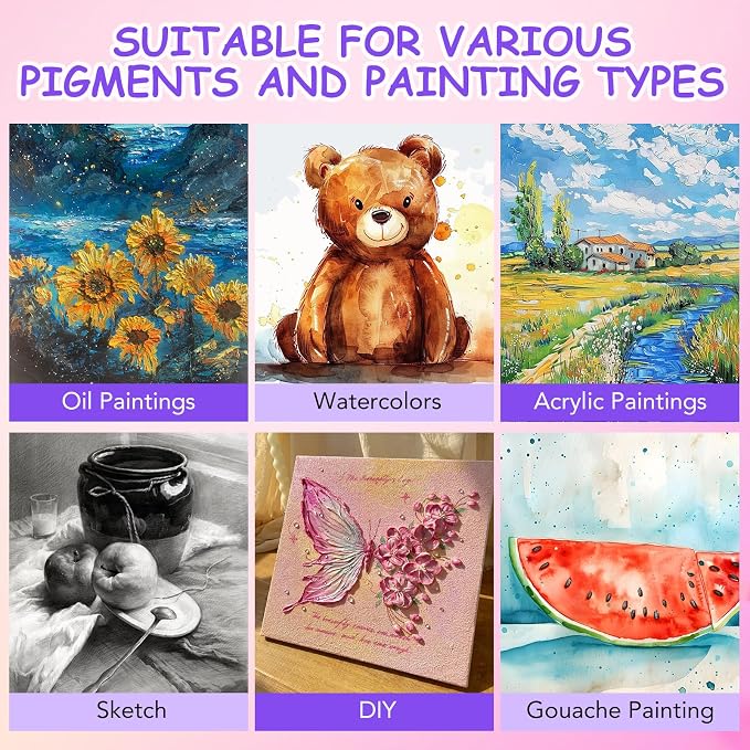 ESRICH Stretched Canvas for Painting, 12 Pack 4x4, 4x6, 8x10, 11x14(3 of Each) Canvas Set, Multi-Size Blank Canvases for Painting, Primed Paint Canvas for Kids, Adults, Beginners, Artists.