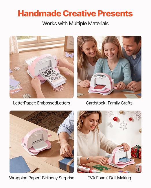 VEVOR Manual Die Cutting and Embossing Machine, 3" Opening, Portable Die Cut Machine Set with Cutting Dies, Embossing Folders, Paper Sheets, Cutting Plates, for Scrapbooking, Card Making, Crafting