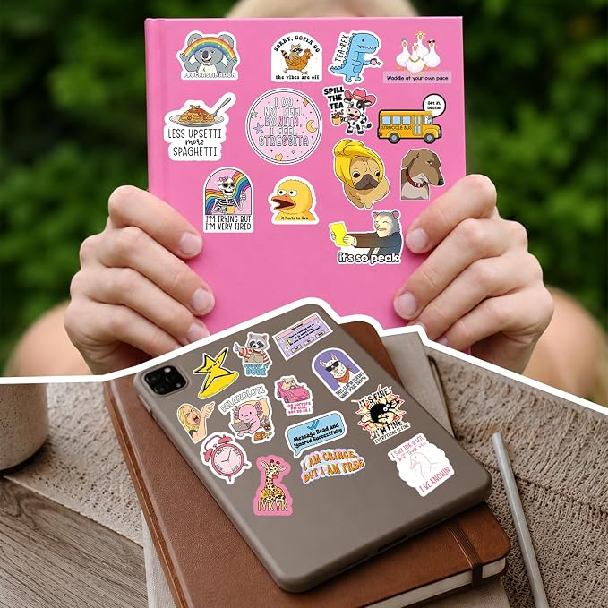 412PCS Funny Holographic Stickers for Adults, Waterproof Vinyl Pack Sarcastic Relatable Meme Decals for Laptop, Water Bottle, Phone, Kindle, Journal, Scrapbooking, No Repeats