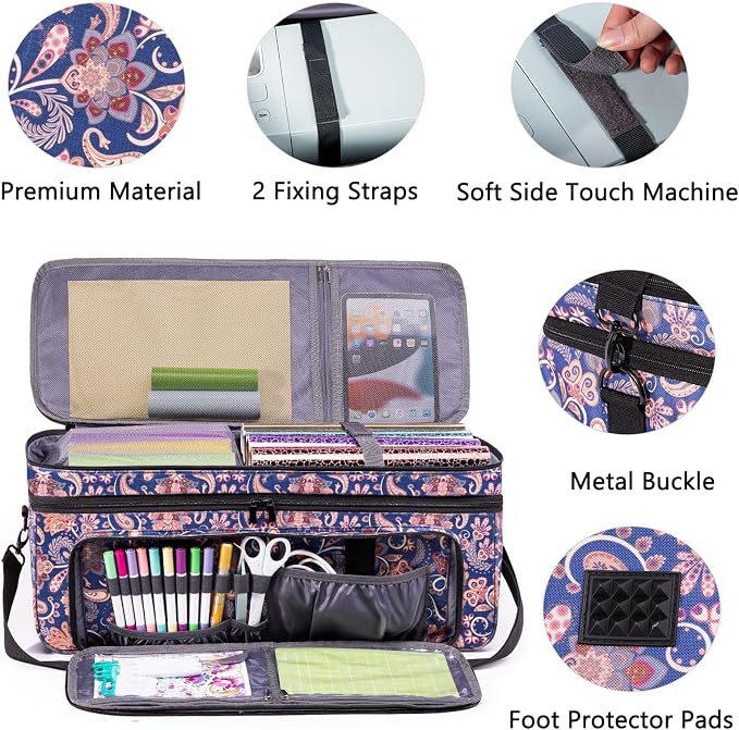 Double Layer Carrying Case with Cutting Mat Pocket & Accessories Storage