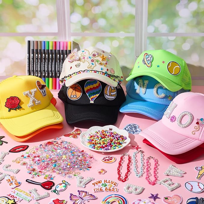 Skicuff 22 Pcs DIY Trucker Hat Decorating Kit,Fashion Style