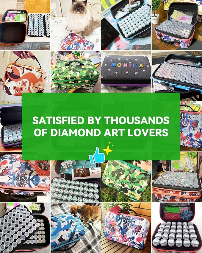 ARTDOT 60 Slots Storage Container for Diamond Art Kits for Adults,Portable Diamond Painting Storage Box with Accessories and Tools