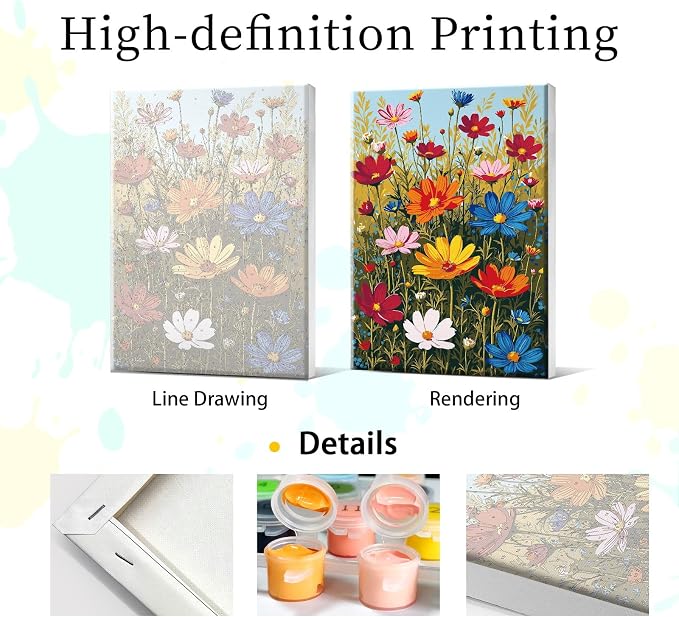 YOYA Framed Paint by Numbers Kit for Adults, Flowers, 8x12 Inch