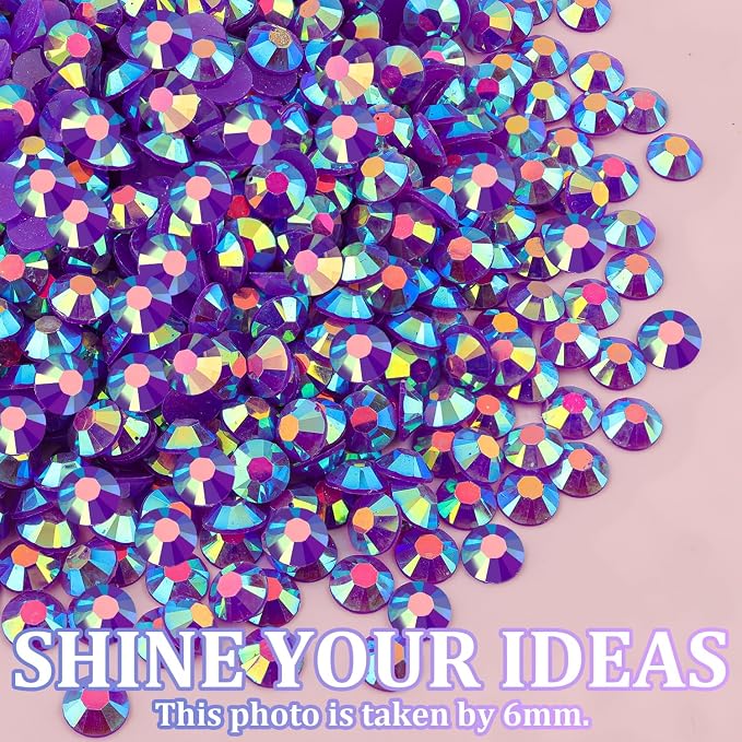 30000Pcs Resin Rhinestones for Bedazzling with Tweezers, Dark Purple AB Rhinestones for Crafting with 3Pcs 10ml B7000 Jewelry Glue for DIY Crafts Clothing Tumblers Shoes Fabric Nail Art