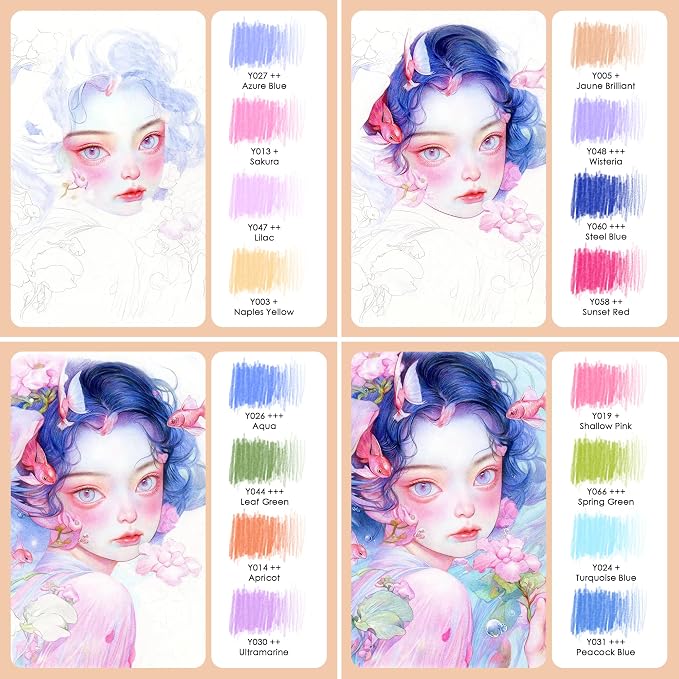 KALOUR Macaron Pastel Colored Pencils,Set of 72 Colors,Artists Soft Core,Ideal for Drawing Sketching Shading,Coloring Pencils for Adults Kids Beginners