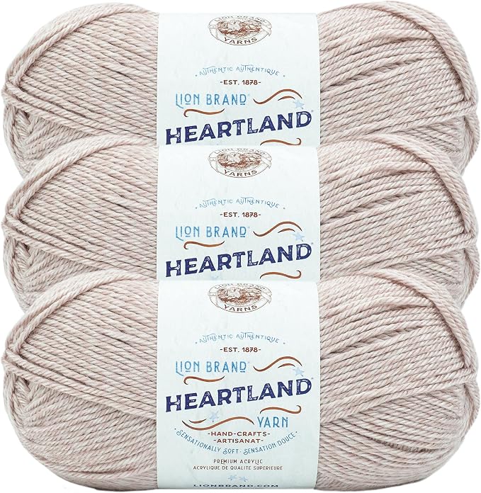 Lion Brand Yarn, Heartland Crochet Yarn, Wolf Trap, Pink, 3 Pack