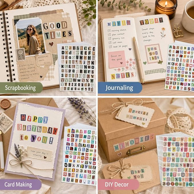 1920pcs Scrapbook Letter Stickers Ransom Alphabet Junk Journal Supplies