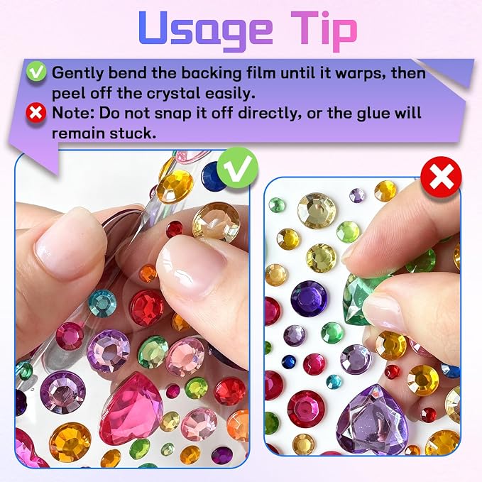 3502PCS Self-Adhesive Rhinestone Gem Stickers, Bling Heart & Mixed Shapes for Crafts, Scrapbooking, DIY Gift Making, Kids Craft Supplies