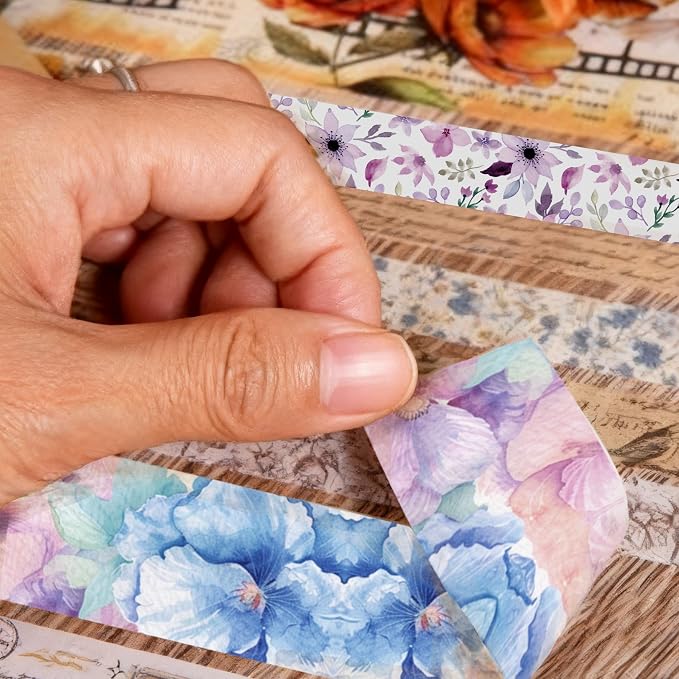 21 Rolls Floral Washi Tape Set - Vintage Floral & Leaf Pattern Decorative Tape for Scrapbooking, Journaling, Junk Journal, Craft Supplies, Gift for Handmade Lovers
