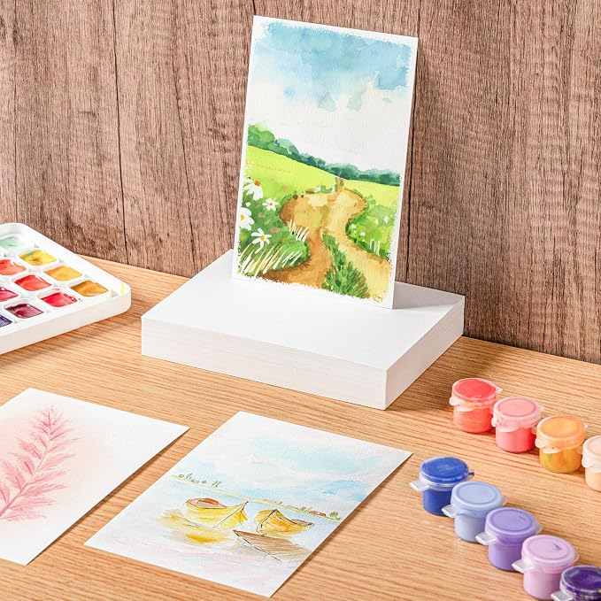 80 Sheets Watercolor Paper Bulk, 110 lb/230 GSM Cold Press Paper White Water Color Paper for Kids Child Students Adults Artists Drawing Wedding Gift Cards(4 x 6 Inch)