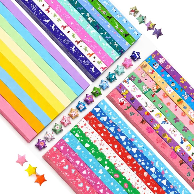 2180 Sheets Stars Paper Strips, 4 Packs Double Side Origami Star Paper, Lucky Star Strips Star Origami Paper for Adult DIY / Hand Craft（Macaron colors)