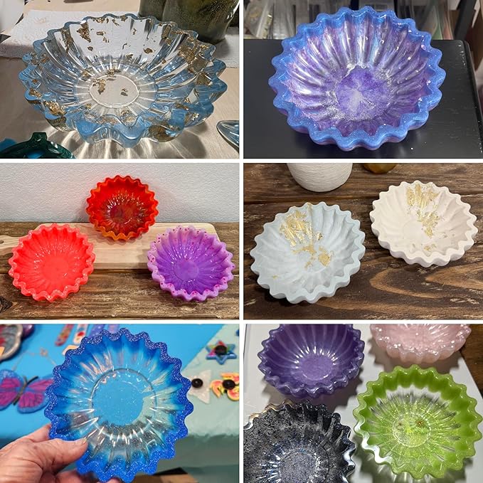 Resin Molds for Bowl, Silicone Flower Tray Mold | 5.24 x 1.65 in Epoxy Resin Molds for jewelry, trinkets and candles; flexible silicone releases cleanly and can be reused