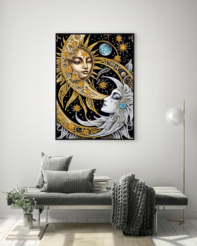 DOTSTART Diamond Art Kits for Adults,Sun and Moon Diamond Paintings Kits | Special Shaped 5D DIY Crystal Paint By Diamonds,Diamond Dot Gem Art Painting Kits,for Home Wall Art Decor 11.8X15.7Inch