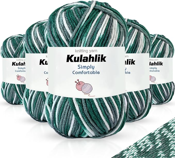 250g(5x50g) Acrylic Yarn for Crochet/Knitting, Colorful Gradient Yarn Thread, 5 Rolls Skeins, Perfect for Any Knitting Crochet and Crafts Mini Project