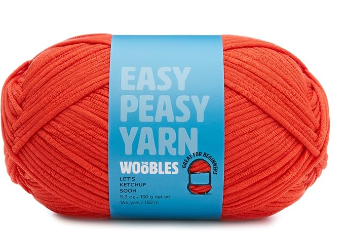Woobles Easy Peasy Yarn for Beginners - Crochet & Knitting Yarn, Red | As seen on Shark Tank, Cotton-nylon blend, Medium worsted weight 4, Easy-to-see stitches, Soft and non-splitting, Amigurumi