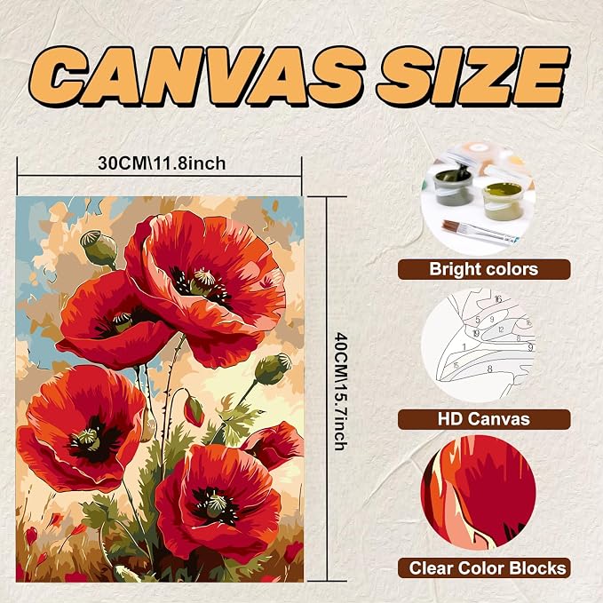 Acelii Paint by Numbers Kit for Adults Beginner,Flower Oil Painting Kit Adult Paint by Number Kits on Canvas,DIY Painting for Beginners Art by Numbers Home Wall Decor 11.8x15.7 Inch
