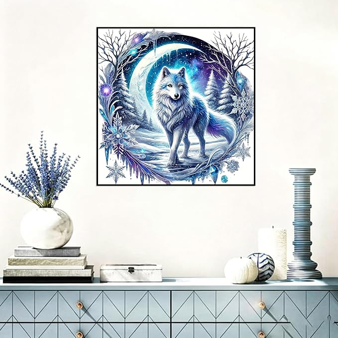 Benjenes Snow Wolf Diamond Art Kits for Adults Diamond Painting Kits