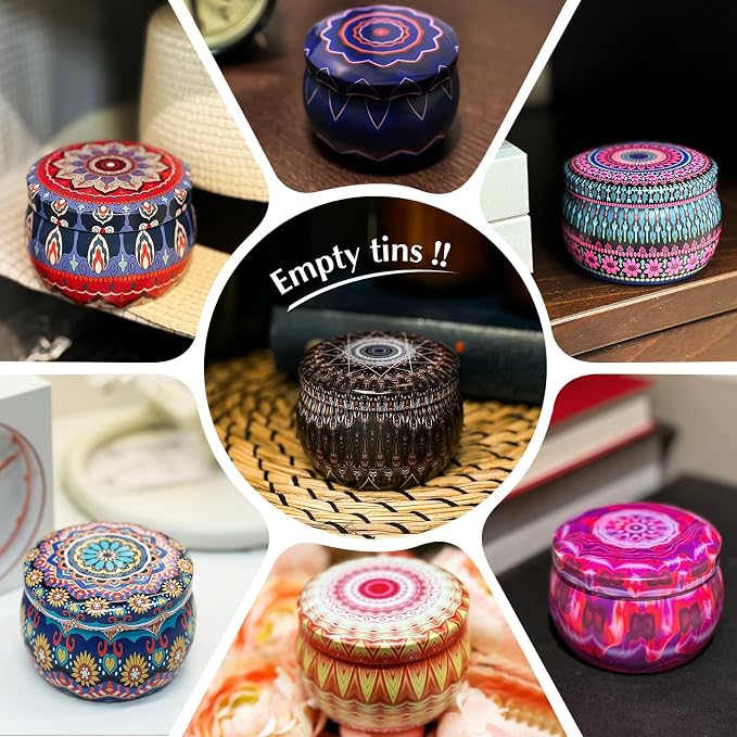 Domivirgo 24 Empty Candle Tins 4.5 oz with Lids - Simple Candle-Making Kit, Includes Wicks, Holders & Stickers, Multi-Purpose Storage Containers for Crafts & Small Items