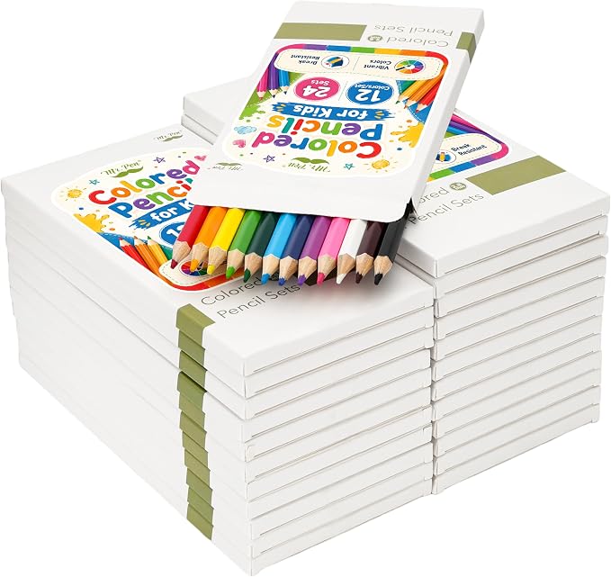 Mr. Pen- Bulk Colored Pencils for Kids, 12 Colors/Set, 24 Sets, Soft Core | Pre-Sharpened Color Pencils Bulk for Adult Coloring Book, Drawing, Sketching, Classroom Prizes, Kids Party Favors