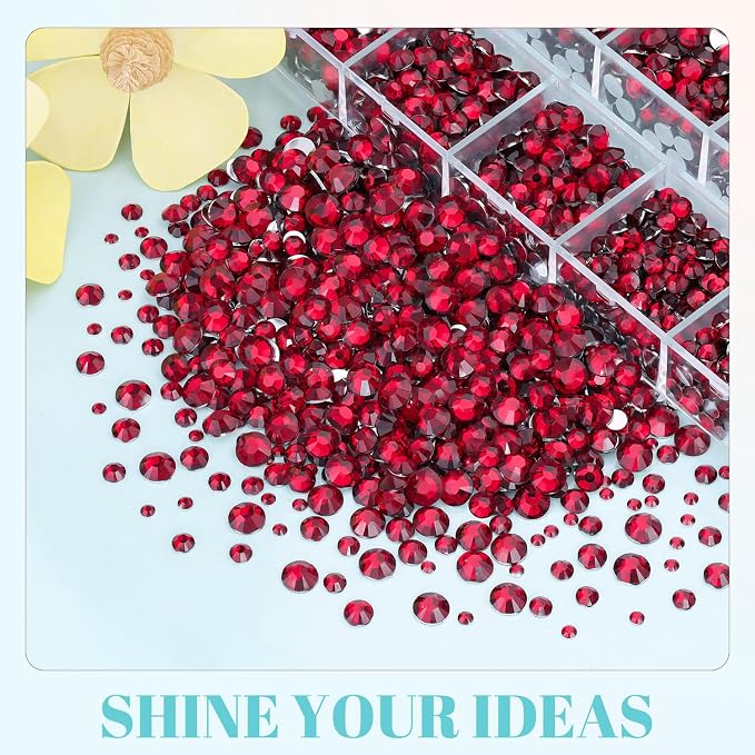 12100Pcs Resin Rhinestones for Crafting with 3Pcs 10ml B7000 Jewelry Glue, 2 Boxes Flatback Crystals Diamond (Dark Red) for Bedazzling Crafts DIY Nail Art，Non Hotfix Gems for Clothing Shoes
