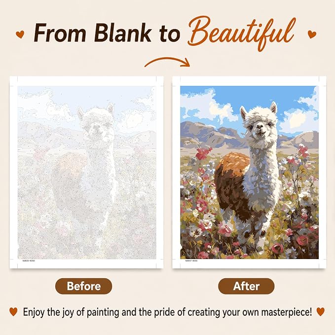 AUKELHJ Paint by Numbers Kit for Adults Beginner, Alpaca, 16X20 Inch | Paint by Number for Adults, Beginner Friendly, High-Definition Color Canvas, Stress Relief, Home Decor, Gifts, Unframed