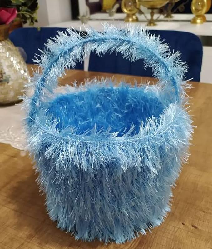Eyelash Fun Fur Yarn Premium 100% Polyester 164 Yds (150 Mt), 3.53 Oz (100 Gr) Colorful Crochet Yarn Dıy Hand Knitting. (Blue, 1 Skein)