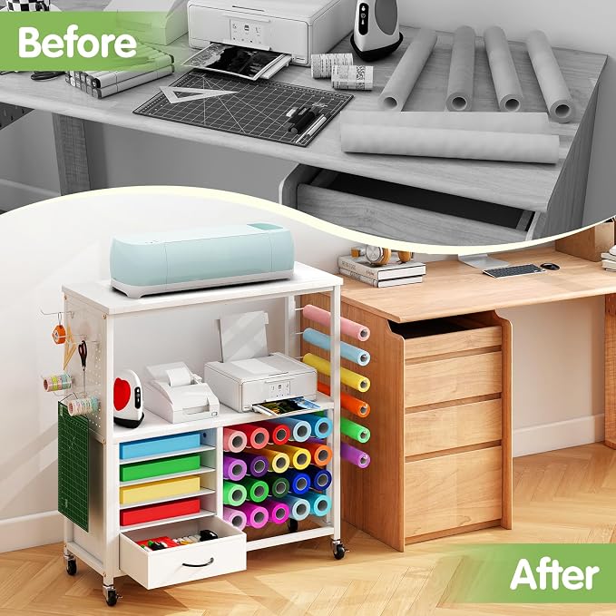 Rolling Craft Storage Cart, Compatible with Cricut Cutting Machines