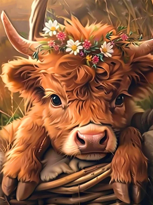 Diamond Art Kits for Adults Highland Cow Diamond Painting Kit 12x16in | 5D Cow Diamond Art Painting Kit for Adult, DIY Full Round Drill Cows Baby Gem Art Diamond Dots Kits for Home Wall Decor Gift