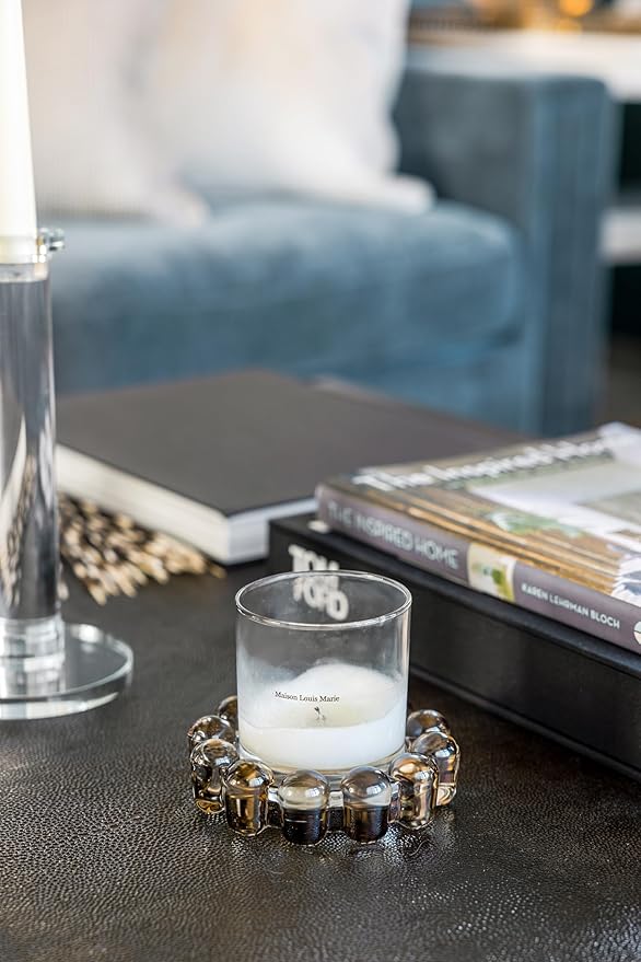 Alice Lane Home Collection Original Amber Glass Large Bubble Candle Dish | Votive and Candle Plate, Pillar Holder, Diffuser Base, Wax Catcher, Decorative Tray, Jewelry Catchall, Tablescape Accent