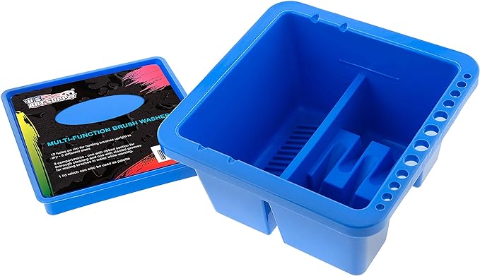 U.S. Art Supply 12-Hole Multi-Function Plastic Paint Brush Cleaner Set