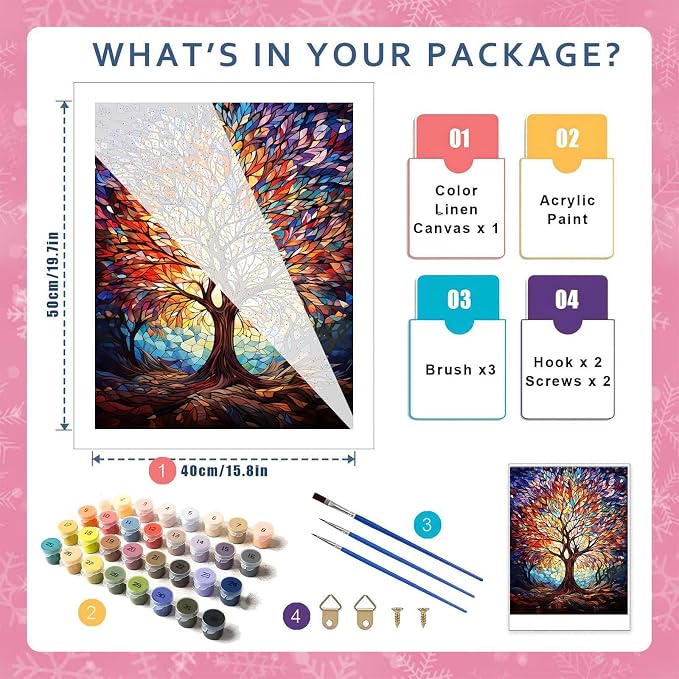 HITO Tree of Life Paint by Numbers Kit for Adults 16x20 Inch Frameless | Tree of Life Paint by Number for Adults, Paint by Numbers for Adults Beginner for Gift Home Wall Decor