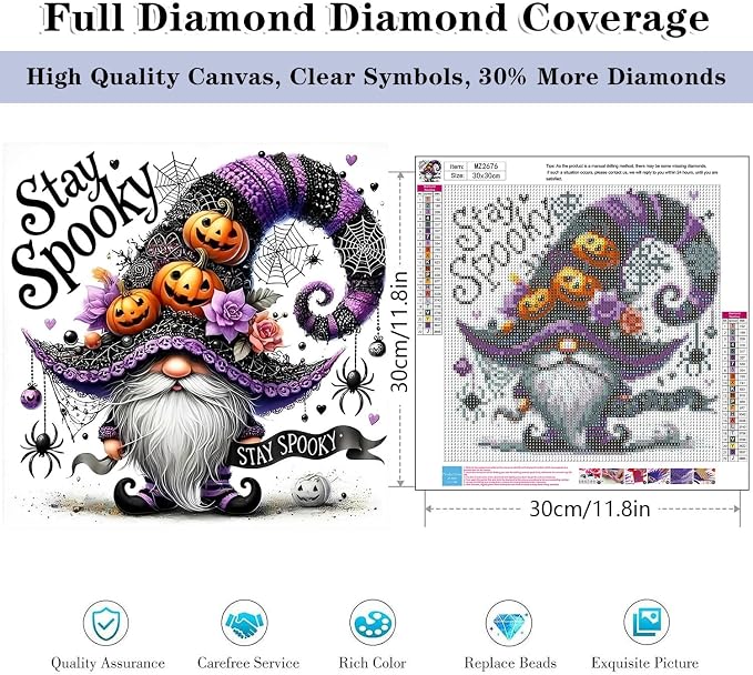 HHMATITS Halloween Diamond Art Kits for Adults 12X12Inch