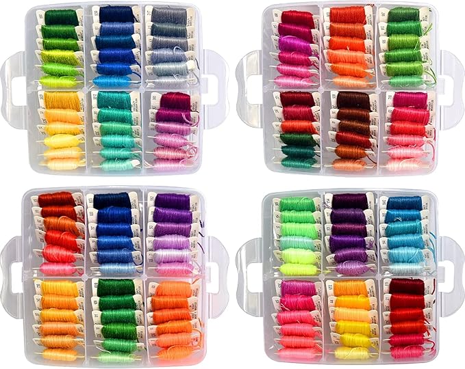 301 Embroidery Floss Set Including Cross Stitch Threads Friendship Bracelet String with 5-Tier Transparent Box, Floss Bobbins and Cross Stitch Kits