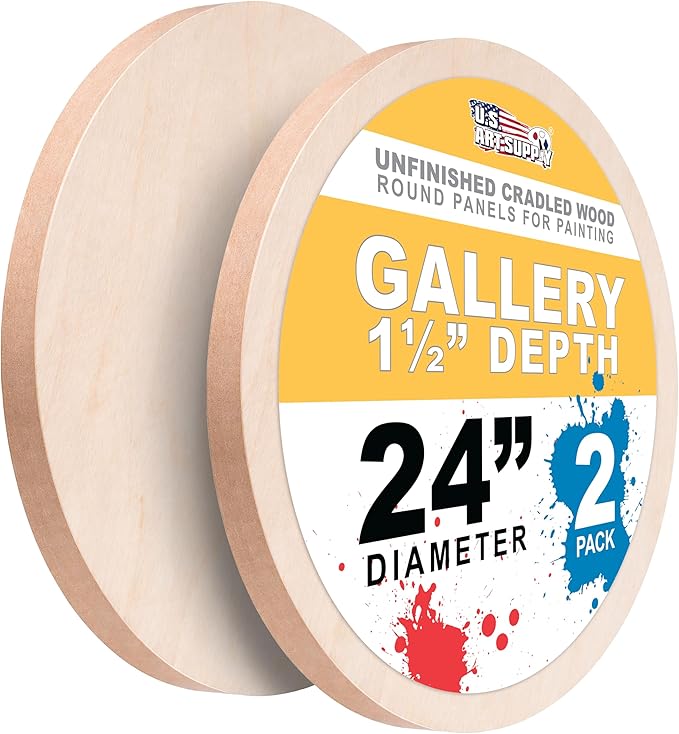 U.S. Art Supply 24" Unfinished Round Birch Wood Panels for Painting