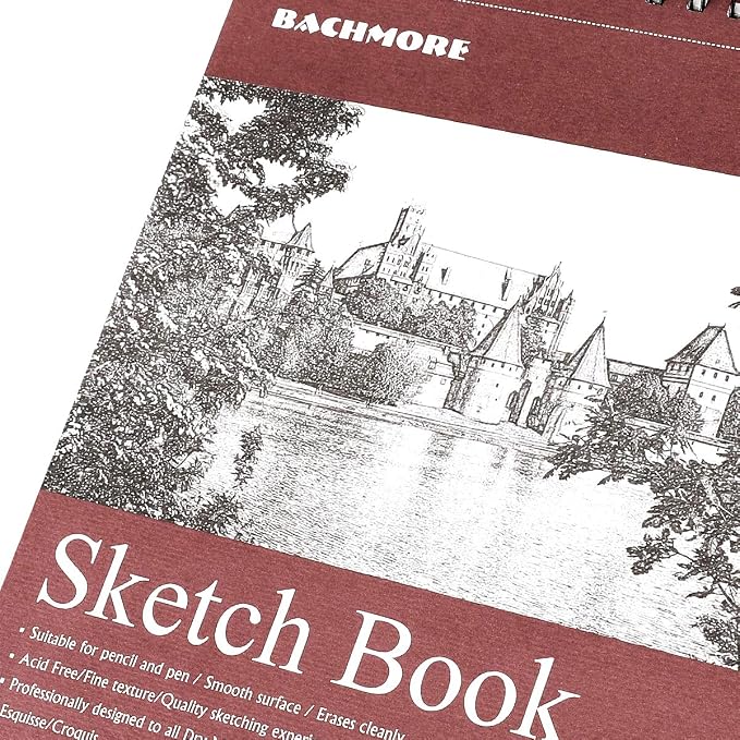 Bachmore Sketchpad 9X12 Inch (68lb/100g), 100 Sheets of TOP Spiral Bound Sketch Book for Artist Pro & Amateurs | Marker Art, Colored Pencil, Charcoal for Sketching (Pack of 2)