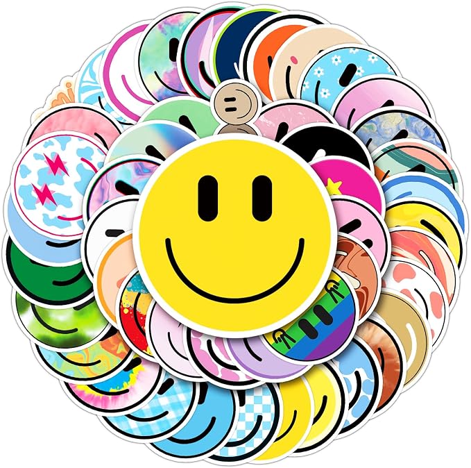 50PCS Smile Face Stickers Cute Water Bottle Stickers for Kids