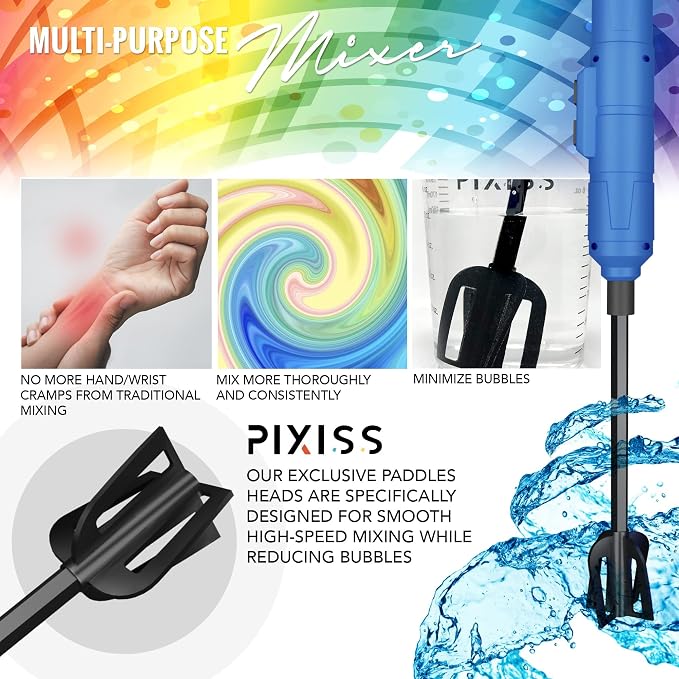 Epoxy Mixer Resin Mixer - Rechargeable Battery Electric Handheld Mixer for Resin Accessories, Epoxy Stirrer for Resin, Silicone Resin Molds Mixing, Epoxy Molds, DIY Crafts Tumblers, 3 Included Paddles