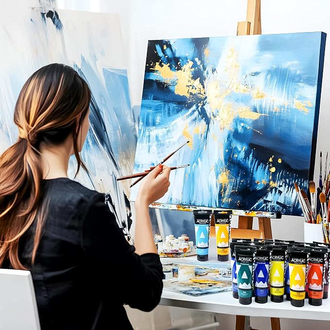 AUREUO Cadmium Yellow Deep Hue Acrylic Paint, 4 Fl Oz / 120ml Single Tube, Rich Pigment Art Craft Paints for Canvas, Rocks, Wood, Ceramic, Fabric - Art Supplies for Beginners, Professionals, Artists