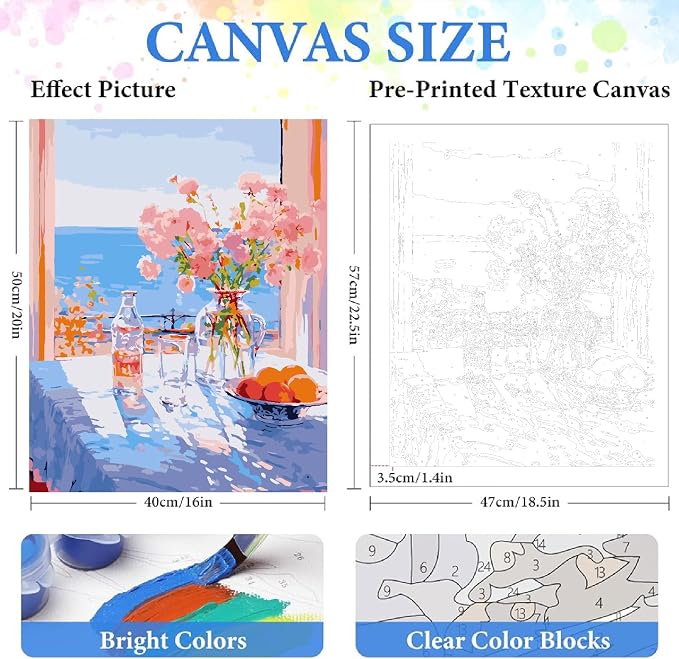 ZRIZQ Paint by Numbers Kit for Adults Beginner,Flowers Landscape,16x20