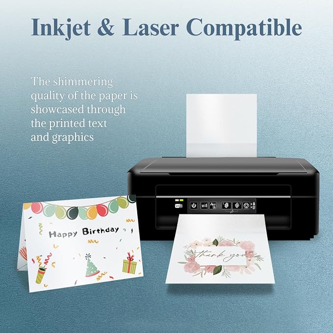 Goefun White Shimmer 5x7 Blank Cards and Envelopes 100 Pack
