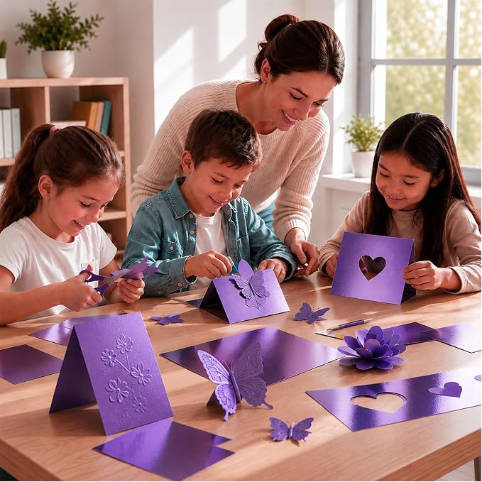 25 Sheets Metallic Purple Mirror Cardstock Paper 8.5 x 11 Shimmer Sheets 250gsm/92lb Heavyweight Scrapbook Paper for Certificates, Invitations, Greeting Cards, Crafts, Graduations