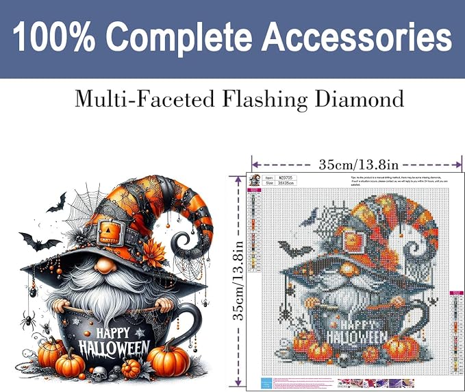 ijbnhd Gnome Diamond Art Kit for Adults Diamond Painting Kit 14x14inch