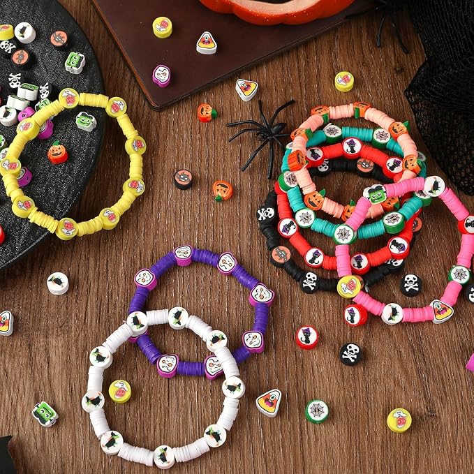 Augshy 300PCS Halloween Polymer Clay Beads for Bracelets Jewelry Making