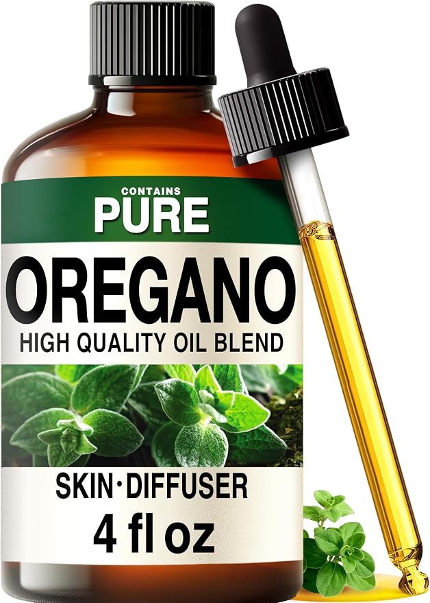 100% Pure Oregano Oil 4 Fl Oz - Oregano Essential Oil for Hair and Skin | Oil of Oregano for Nails, Foot Soak, Diffuser, Aromatherapy - Carvacrol-Rich, Non-GMO, Undiluted, with Dropper