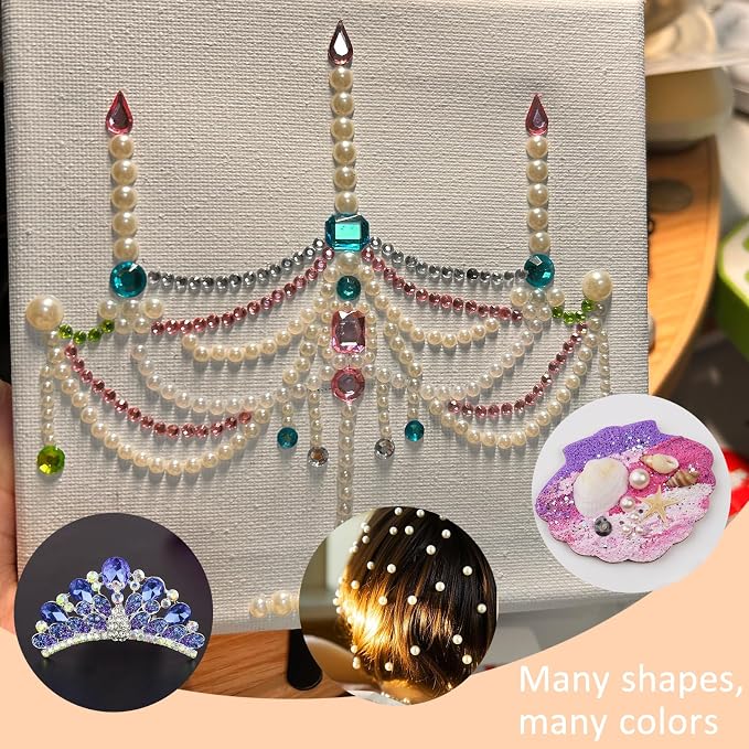 3500pcs Gem Stickers Jewels for Crafts，12 Sheets Rhinestone Stickers for DIY Craft，Stick on Gems Rhinestones for Crafts, Kids Art Supplies (Self-Adhesive Sparkle Jewels)